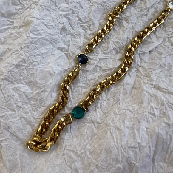 Vintage Chain Bezel Necklace YSL Style.